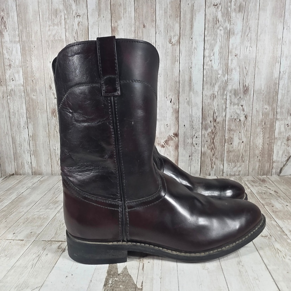 Laredo 6908 Mens Western Roper Boots Burgundy Black Cherry Leather Size 11EW
